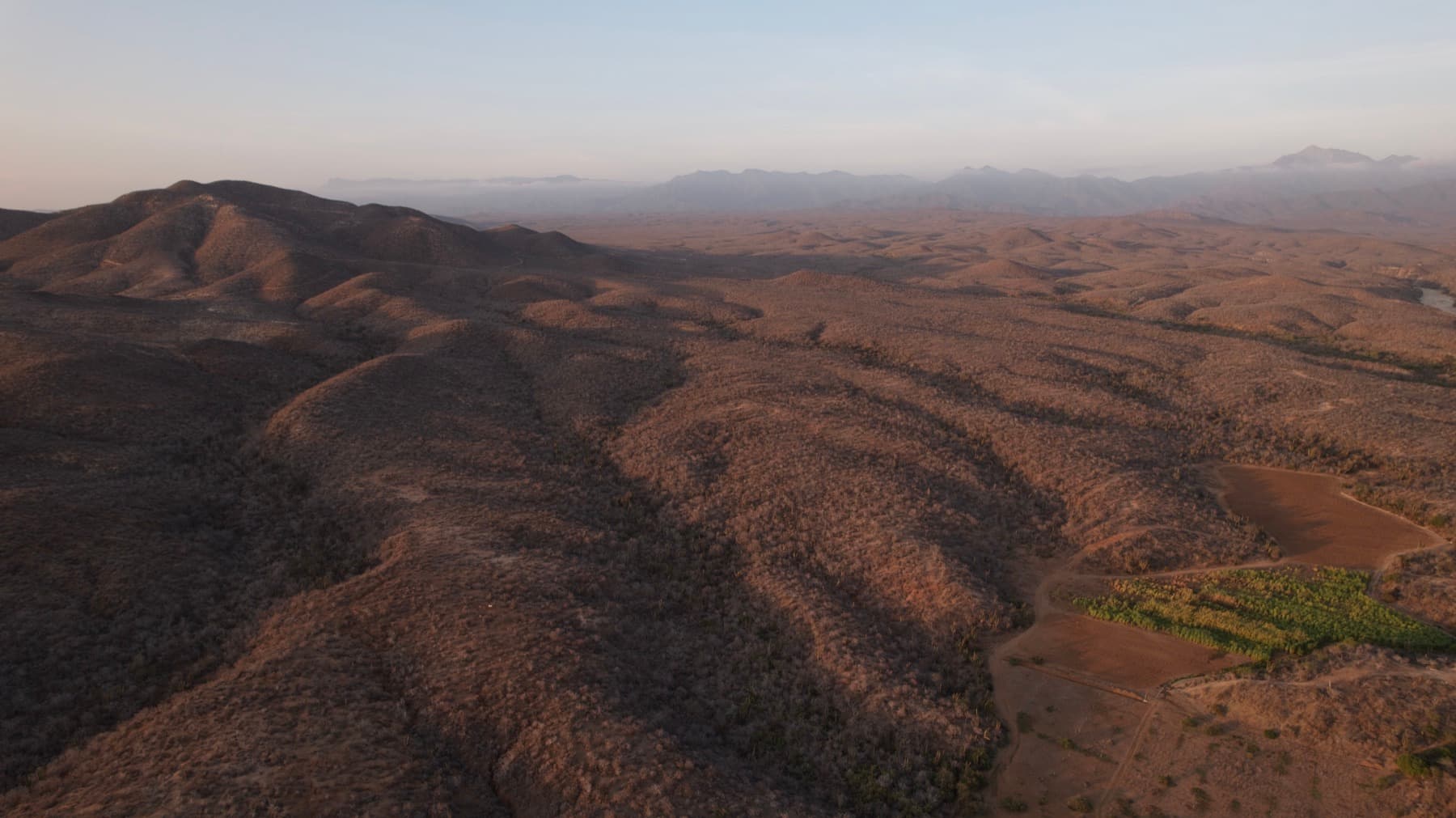 The farming valley to the east